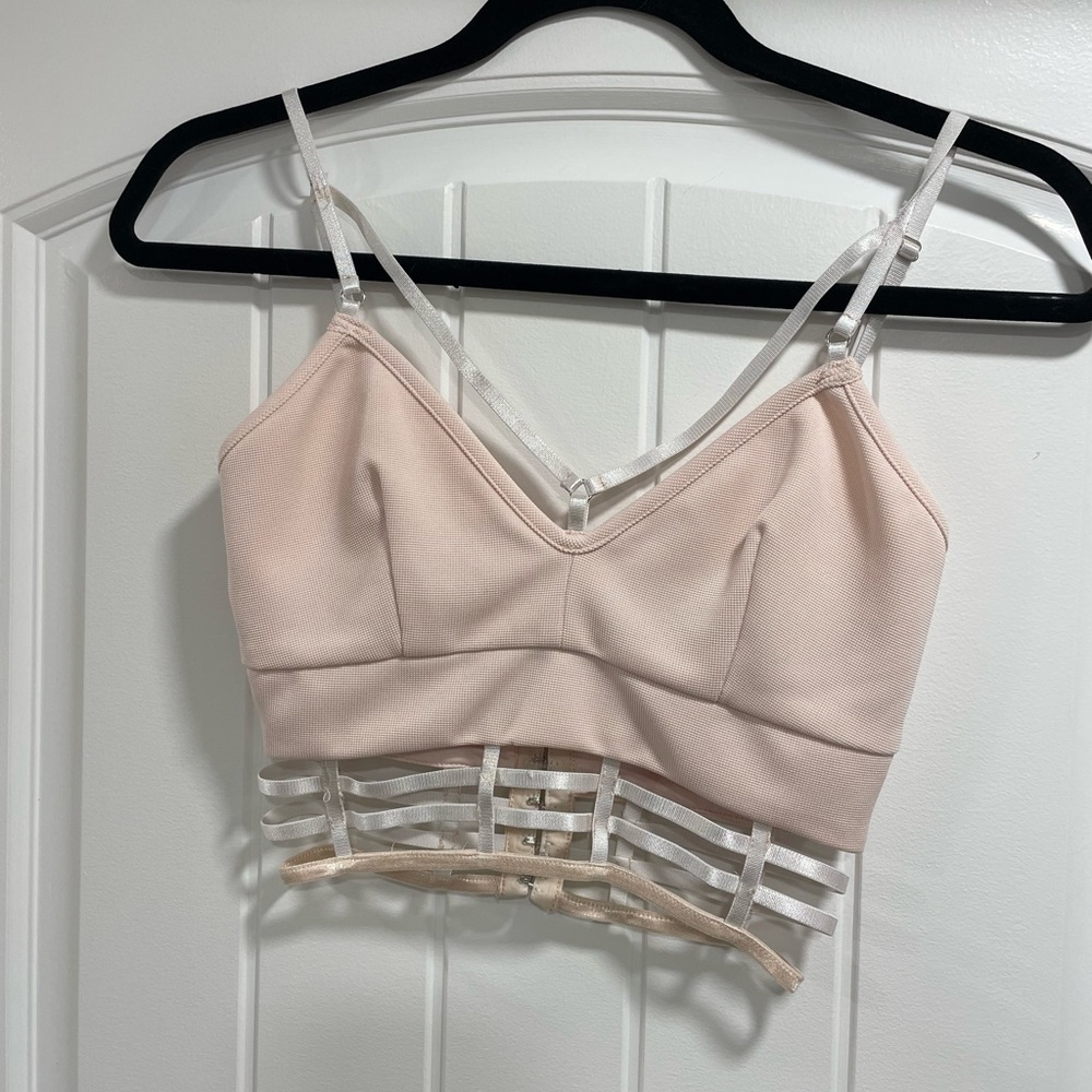 Premonition Light Pink Strappy Crop Top Tank Top